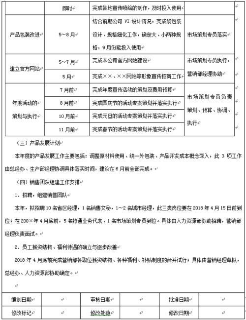 XX企业2018年度营销计划书